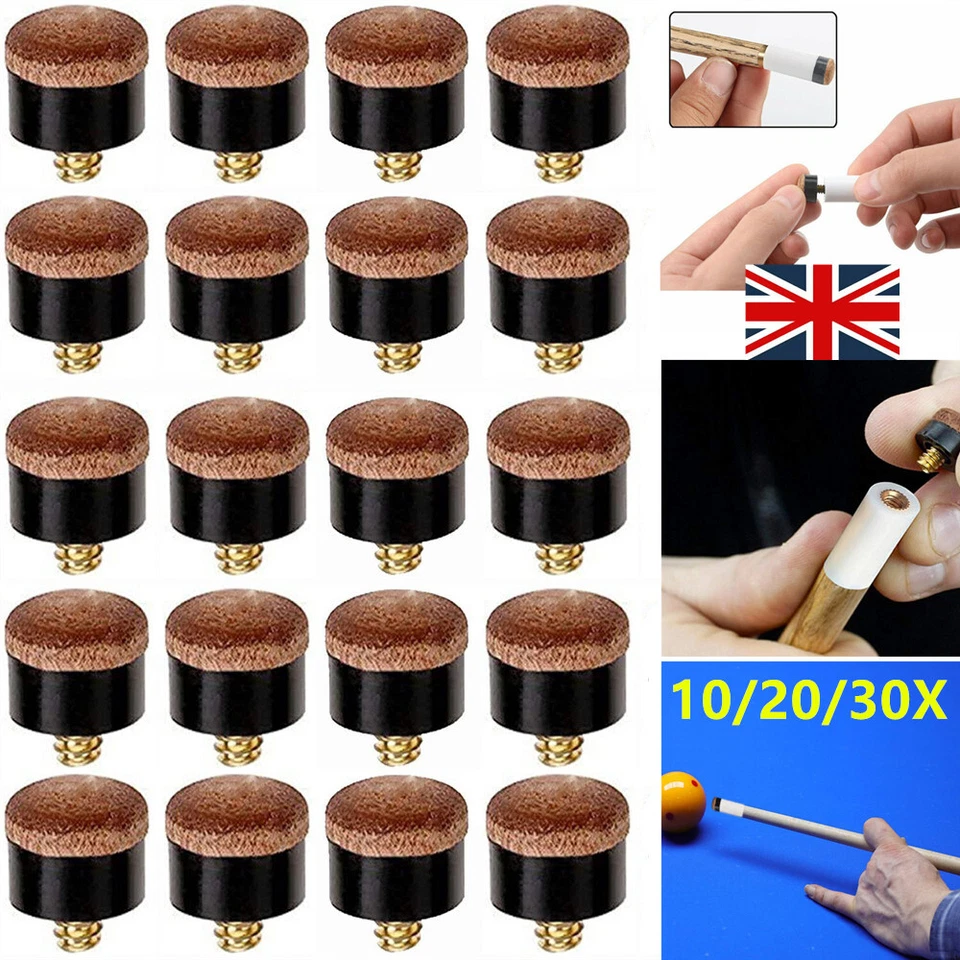 10/20/30Pcs Replacement Pool Cue Tips Billiard Cue Tips Screw Cue Stick Tips UK - Image 4 of 4