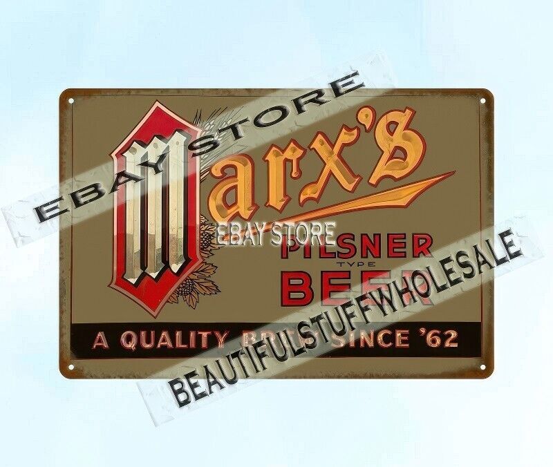 1950s Marx Pilsner Beer Brewery Metal Tin Sign for Home Bar Pub Garage Decor
