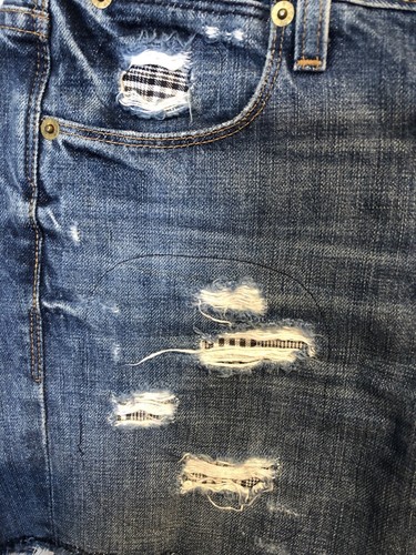 Women’s J Crew Sz 25 Plaid Cut-off Distressed Denim Jean Shorts EUC - Picture 4 of 7