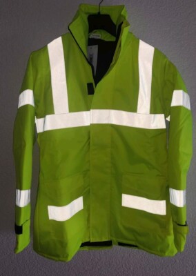 Reflektierende Winter Jacke Größe M (Damen 38/40) gelb mit Reflektor-Streifen 