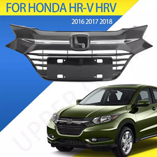Front Upper Black Grill Grille W/chrome Trim For 2016 2017 2018 Honda Hr-v Hrv