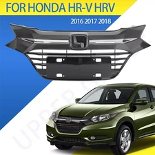 Front Upper Black Grill Grille W/Chrome Trim For 2016 2017 2018 Honda HR-V HRV