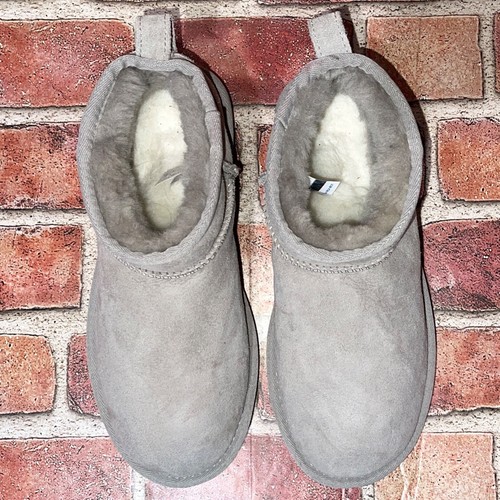 Pre-Owned Ugg Classic Ultra Mini Boot Gray 1116109 Women Size 6 Cute Chic Casual - Picture 2 of 8