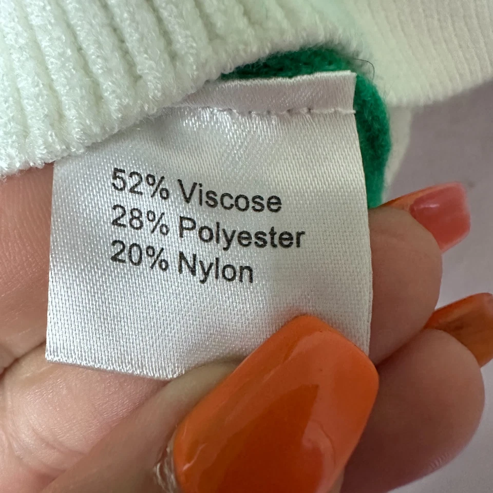 свитер sz средний зеленый белый V шеи кабель трикотажа теннис подготовки Tenniscore опрятный - Изображение 4 из 4