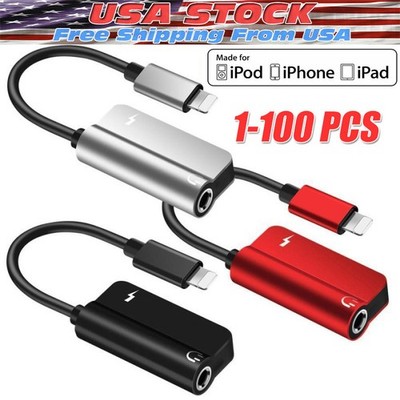 3.5mm Headphone Jack AUX Splitter Adapter and Charger For iPhone12 11 XS X 8 lot