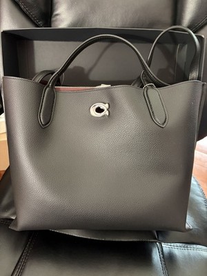 New Coach Willow Tote Bag Pebble Leather Black