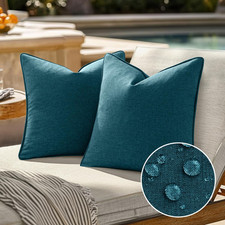 Pack of 2 Decorative Outdoor Waterproof Throw Pillow Covers 18X18 Inch Solid Bro