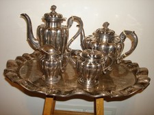 Vtg Mexico Sanborns Sterling Silver Coffe Tea Pots Sugar Milk Bowl Tray 5Pc Set