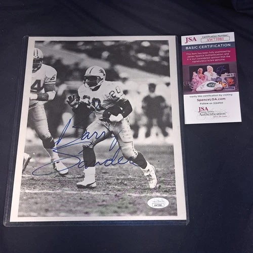 Barry Sanders Signed Thick Paper Stock Print JSA COA Lions HOF Autographed