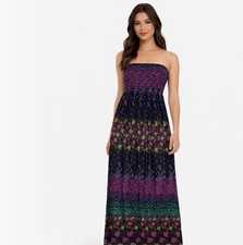 Women's E-vie strapless summer Maxi Dress - Multicoloured - Size 10