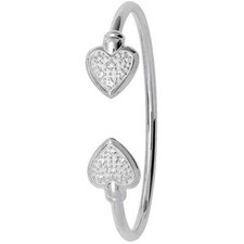 Solid Silver Heart Baby Bangle Torque Christening Gift