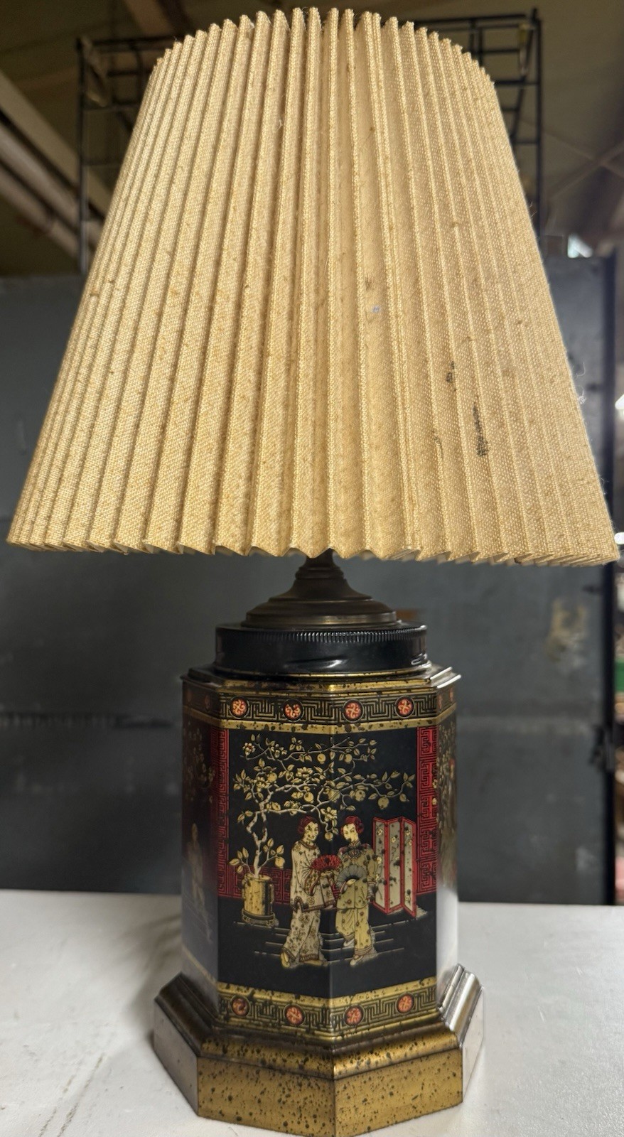 Mid 20th Century English Tin Tea Container Lamp Fredrick Cooper STYLE Lamp
