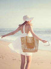 1pc Large Mesh Beach Tote Bag Travel Storage Women Lightweight