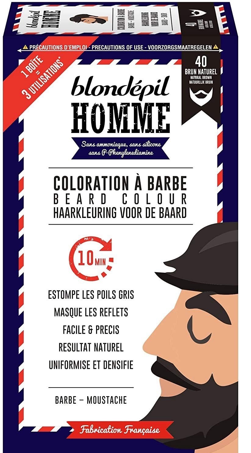 Gel coloration barbe BLONDEPIL brun naturel 40 avec pinceau applicateur inclus