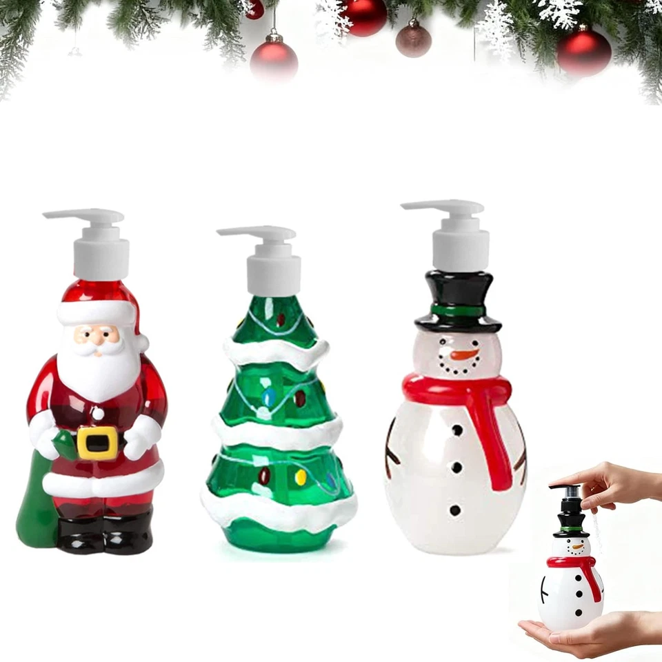 Christmas Soap Dispenser Set, Holiday Themed Hand Soaps Dispensers for Bathrooms
