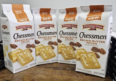 Lot of 4 Pepperidge Farm Chessmen Brown Butter Pecan Cookies 7.25 oz