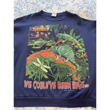 Vintage 1997 Budweiser Chameleons Sweatshirt Navy Blue Delta Made in USA Large