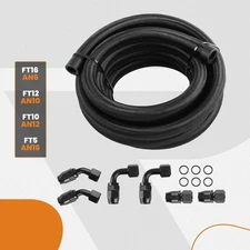 6AN/10AN/12AN Nylon Braided PTFE Fuel Line 5/10/12/16FT Hose Pipe Fitting Kit