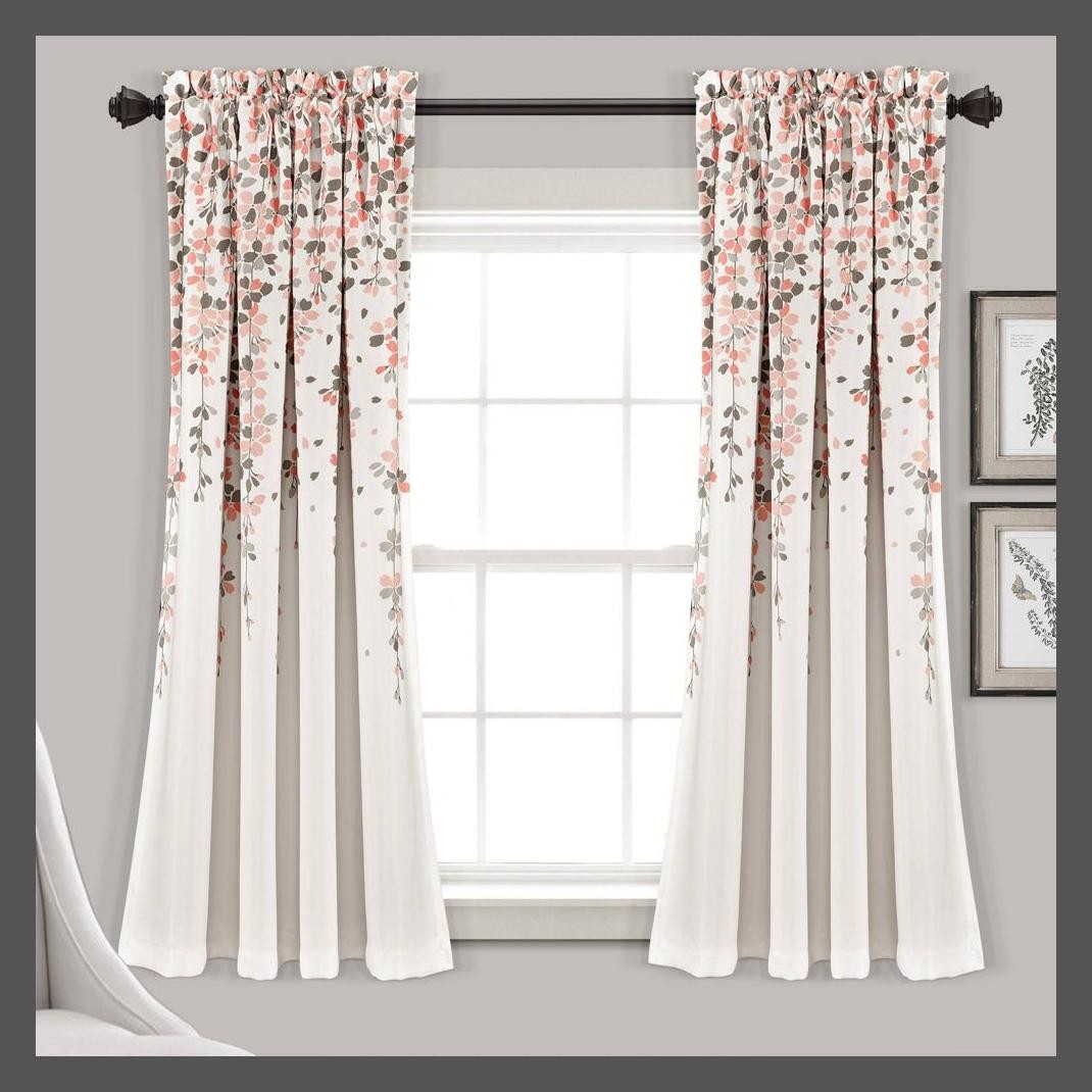 Комплект из 2-х занавесок для окна с плакучим цветком, фильтрующих свет (84x52)