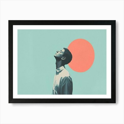 Mann schaut in die Sonne Kunstdruck gerahmt Wandbild Poster Leinwanddruck Bild