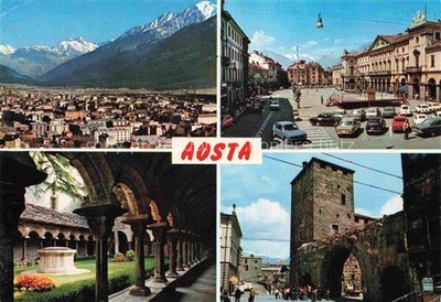 Aosta Valle d Aosta IT Panorama City Square Arcades Castle Ruins