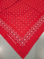 Vintage Red Green and White Floral Bandana 100 Cotton Hankie Made in Germany