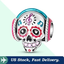 KUNSIR 925 Sterling Silver Charm Music Lover Glow Bead Charm for Bracelet DIY