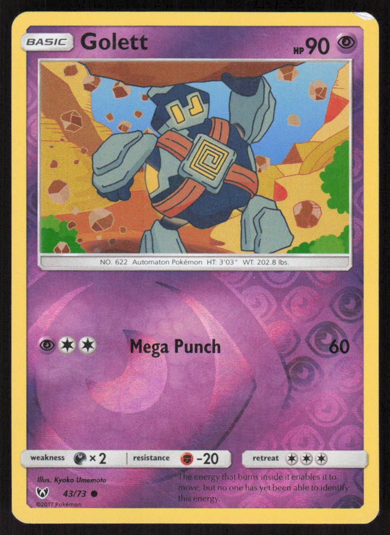 Pokemon Golett Common 43/73 Shining Legends Reverse Holofoil LP