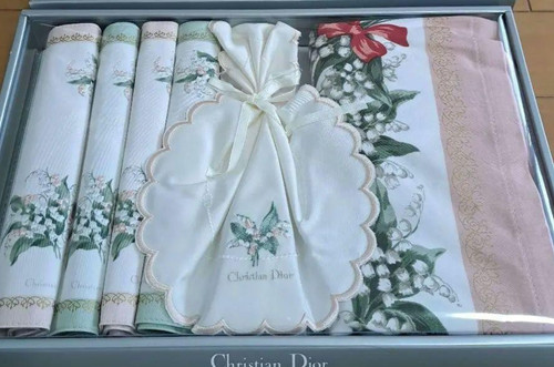 Christian Dior Tableware Set Muguet Tea Mat Doily Tablecloth lily of the valley