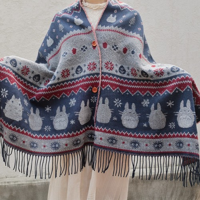 #ad Japan Studio Ghibli My Neighbor Totoro Buttoned Stole quot;Snowflake Patternquot; $64.99