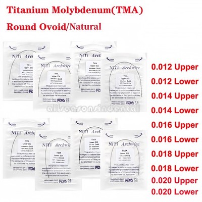 Dental Orthodontic TMA Beta Arch Wire Ti-Mo Alloy Round Ovoid/Natural 012-020