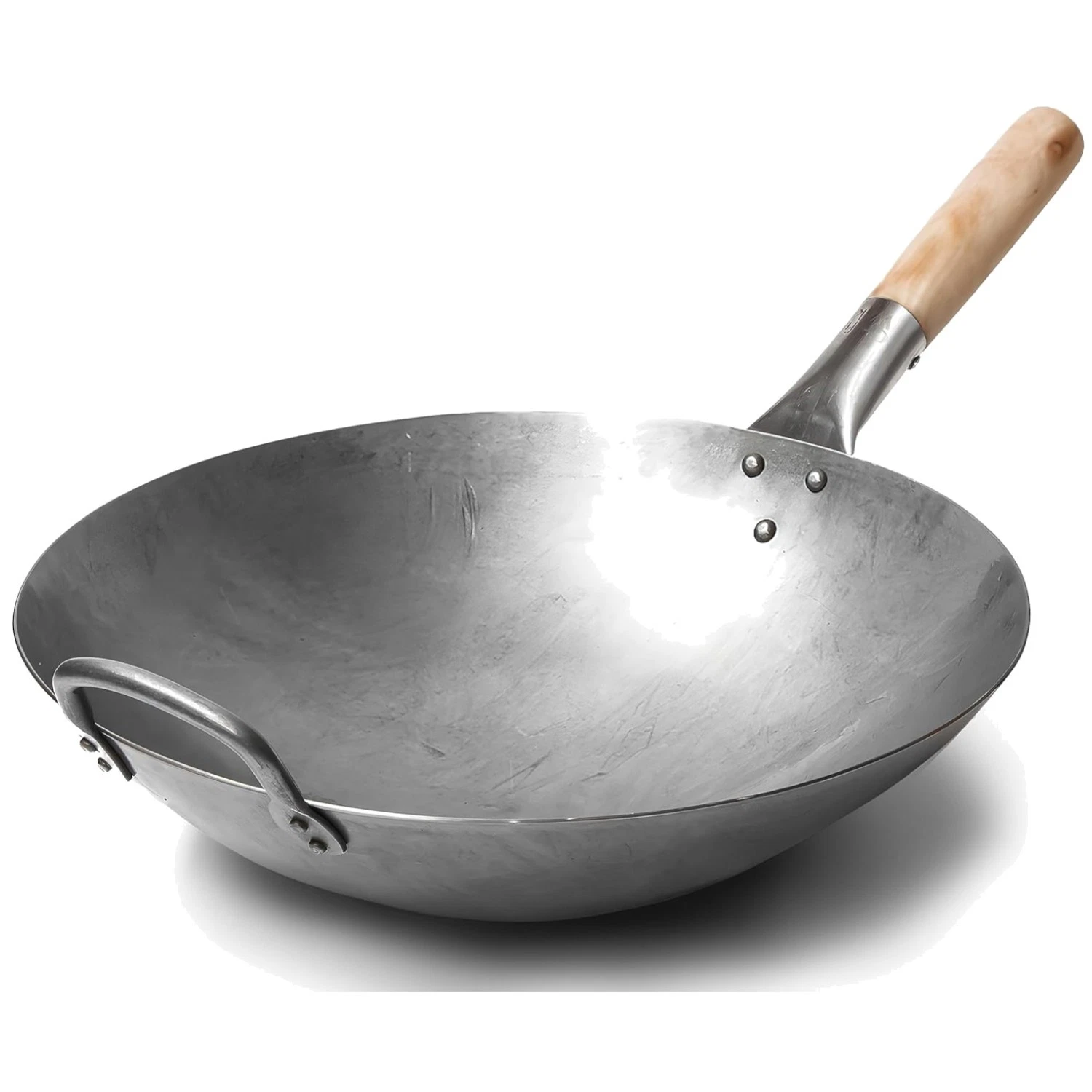 Traditional Hand Hammered Wok with Helper Handle