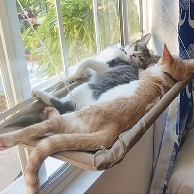 Window-Mounted Cat Hammock Bed with Suction Cups   Cozy Window Perch for Cats