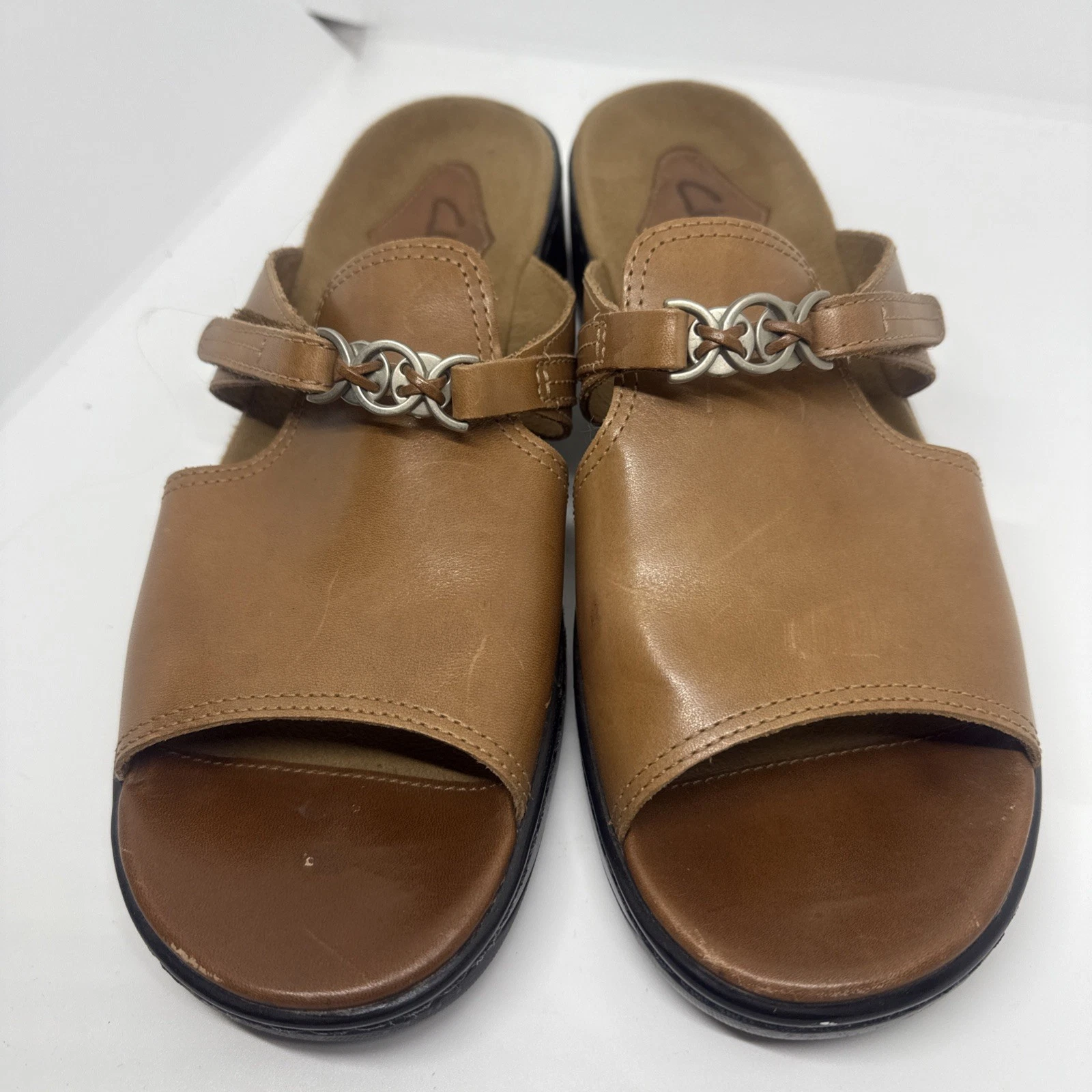 Sandali Clarks donna stile 70082 marrone keyna punta aperta 10M pelle regolabile