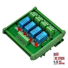 DIN Rail Mount 4 DPDT Signal Relay Interface Module, DC 5V Version.