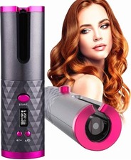 Cordless Auto Hair Curler - Ceramic Rotating Curling Iron, 6 Temps  Timers,...