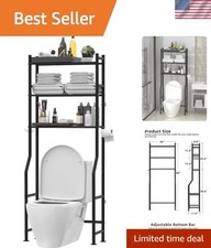 3-Tier Over The Toilet Storage, Freestanding Metal Bathroom Shelves with 4 Ho...
