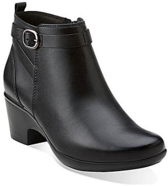 Women Clarks Boots Black Leather 39 #1PNW