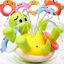 Baby Bath Toys, Rechargeable Turtle Bath Toy Sprinkler for Toddler with 5 Rin