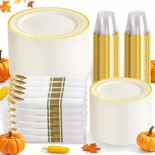Disposable Plate for Party and Wedding, Thanksgiving Decorations, 350PCS Iv