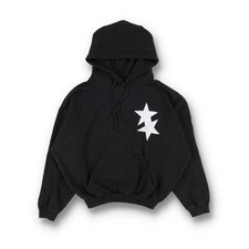 Cole Buxton Black Double Star Logo Oversized Hoodie | Size S RRP £180