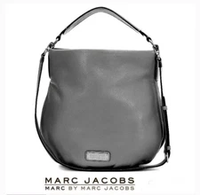 Marc Jacobs Bag Gray Leather Q hiller Silver Hardware Original Dust Bag - SALE