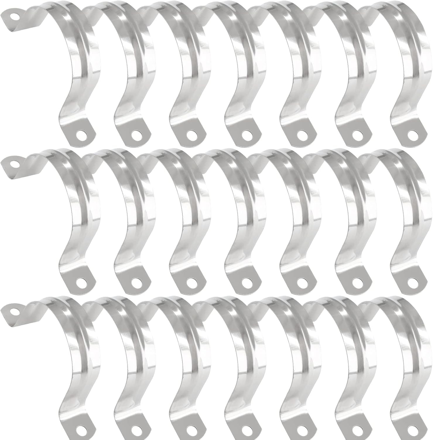 50 Pcs 2 Inch Conduit Clamp, Stainless Steel Pipe Strap Two Hole U Bracket, Pipe
