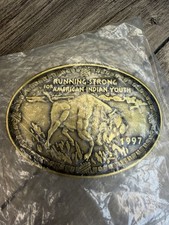 1997 Running Strong American Indian Youth Buffalo Belt Buckle Vintage