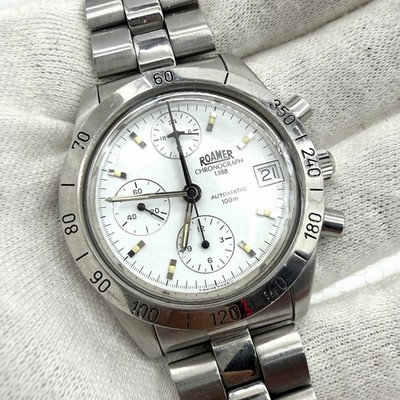 Roamer Uhr 1888 Chronograph Lemania 5100 Automatik Vintage Stahl 37mm