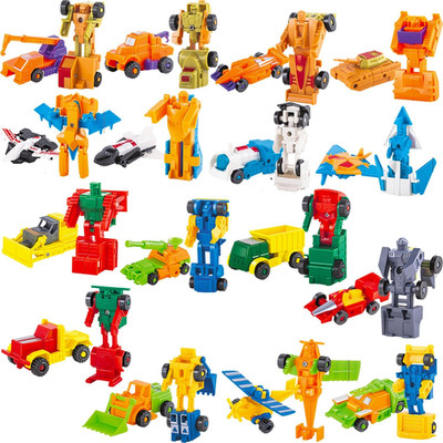 Morphing Robot Construction Toy Cars Mini Pull Back Vehicles Set of 16 Action Fi