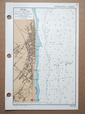 Deal, Walmer, Kent - 1943 Vintage Admiralty Royal Navy Map (Seller Ref E5)