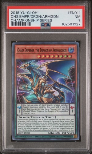 Chaos Emperor, The Dragon Of Armageddon YCSW-EN011 Super Prize Yugioh PSA 7 *927