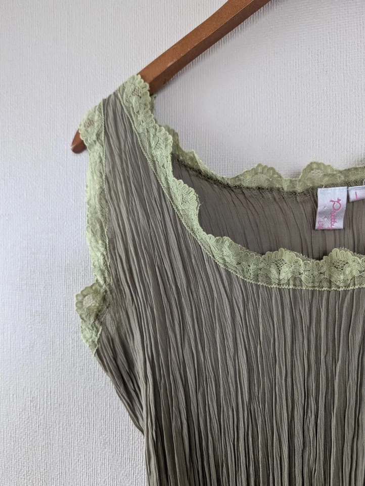 VTG Y2K Pretty Angel Sz L Silk Romantic Boho Fairy Coquette Feminine Lolita Cami - Image 4 of 4