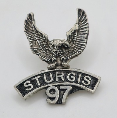 Sturgis 1997 Eagle Biker Lapel Pin 1 1/4'' Pewter Style Motorcycle Rally Vintage